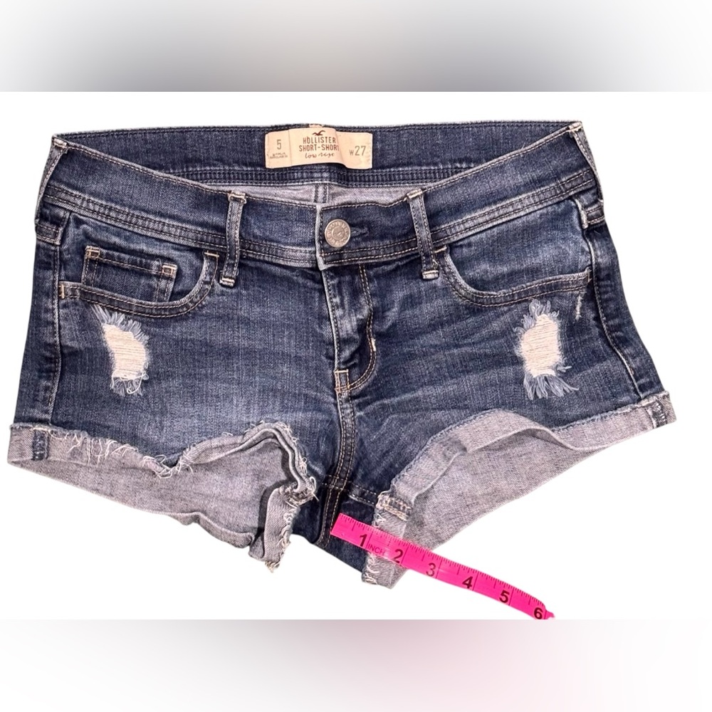 Hollister 🦅 Low Rise Short-Short Blue Denim Jean Shorts Size 5 (W 27) - Picture 8 of 8